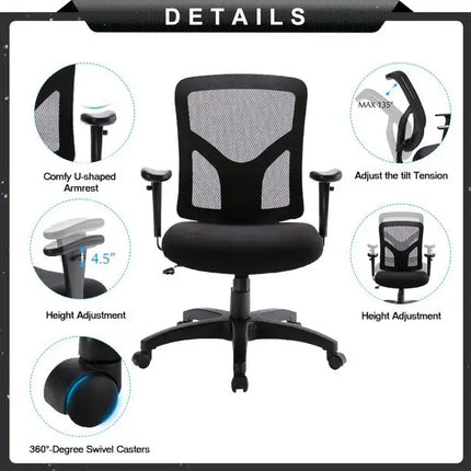 Silla de oficina ergonómica de malla ajustable con respaldo