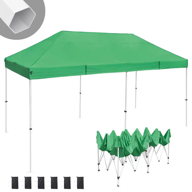 10X20ft EZ Pop Up Canopy Folding Gazebo/Green
