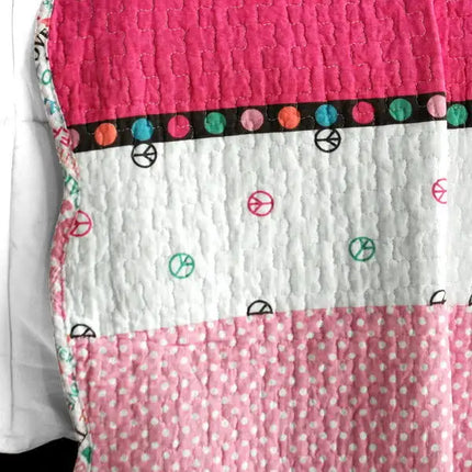 [Fearless] Cotton 3PC Vermicelli-Quilted Striped Printed Quilt Set (Full/Queen Size)