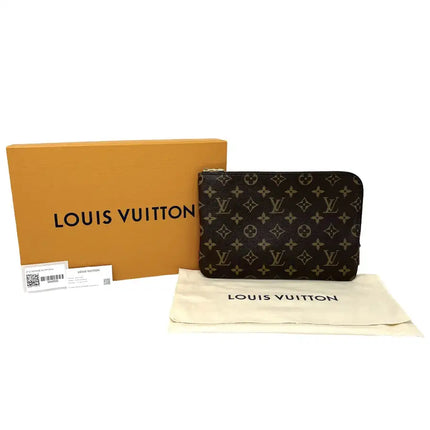 NEW Louis Vuitton Brown Monogram Coated Canvas Etui Voyage PM Clutch Pouch Bag