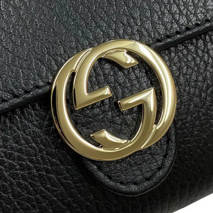 NEW Gucci Black Interlocking G Leather Long Wallet Clutch Bag