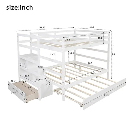 Full over Full Bunk Bed with Twin Size Trundle