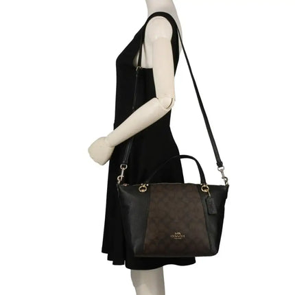 NEW Coach Black Kacey Satchel Monogram Signature Canvas Crossbody Shoulder Bag