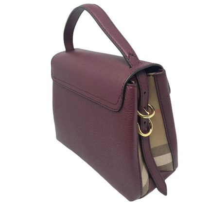 NEW Burberry Burgundy Small Camberley House Check Leather Crossbody Bag