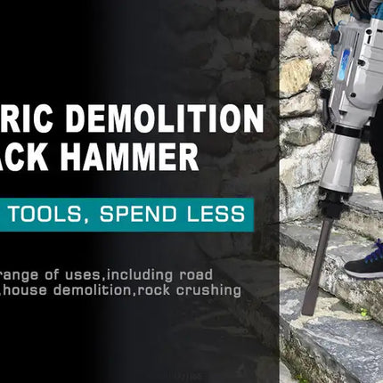 1700W 1900 BPM Electric Demolition Jack Hammer 1-1/8 Inch SDS-Hex Heavy Duty Concrete Pavement Breaker Drills Kit
