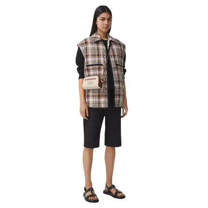 NEW Burberry White Horseferry Printed Logo Canvas Crossbody Shoulder Bag