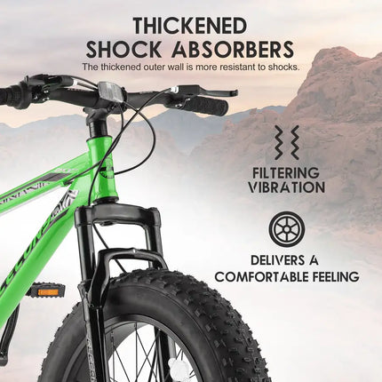 Bicicleta de montaña de velocidad completa para adultos/jóvenes con neumáticos gruesos de 20 pulgadas, freno de disco doble, marco de acero con alto contenido de carbono, suspensión delantera, bicicleta de montaña, bicicleta urbana para viajeros urbanos