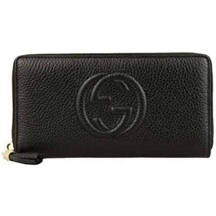NEW Gucci Black Soho Leather Zip Around Long Wallet Clutch Bag
