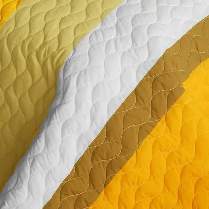 [Smashing] Vermicelli-Quilted Patchwork Striped Quilt Set Full/Queen