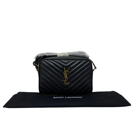 NEW Saint Laurent Black Quilted Leather Lou Crossbody Camera Shoulder Bag