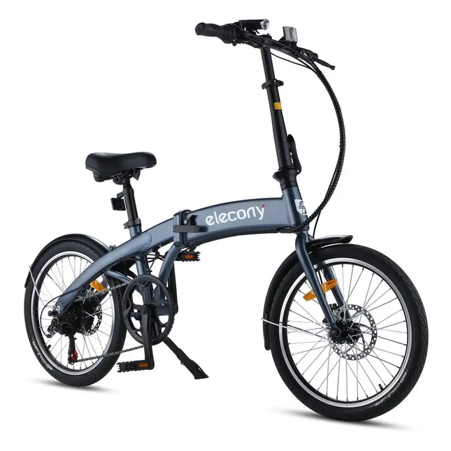 20 inch folding electric bicycle, classic black / grey blue, Shimano accessories, electric bicycles for adults