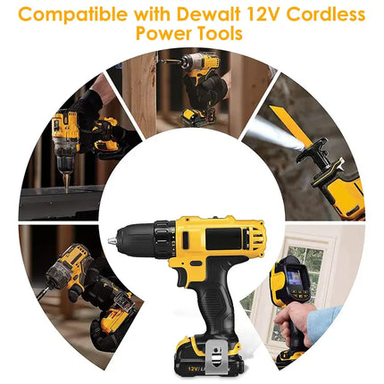 2 paquetes de repuesto de batería de herramienta eléctrica de iones de litio de 12 V compatible con Dewalt