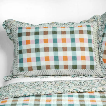 [Nice Jane] 3PC Cotton Vermicelli-Quilted Printed Quilt Set (Full/Queen Size)