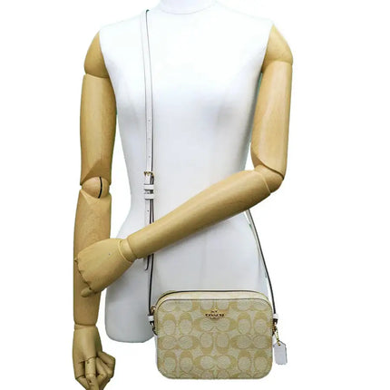 NEW Coach Brown White Mini Camera Bag Monogram Signature Canvas Crossbody Bag