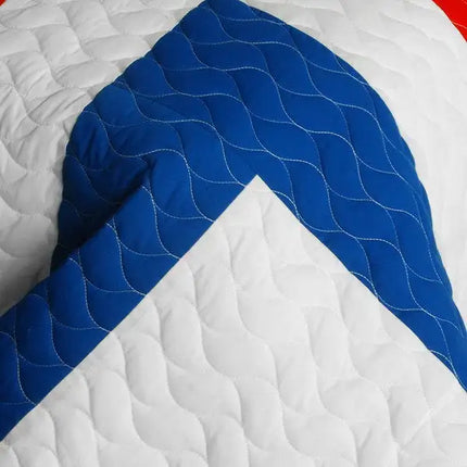 [The Cross] Vermicelli-Quilted Patchwork Geometric Quilt Set Full/Queen