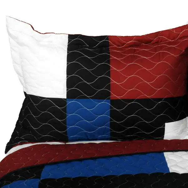 [Deep Voyage] Brand New Vermicelli-Quilted Patchwork Quilt Set Full/Queen