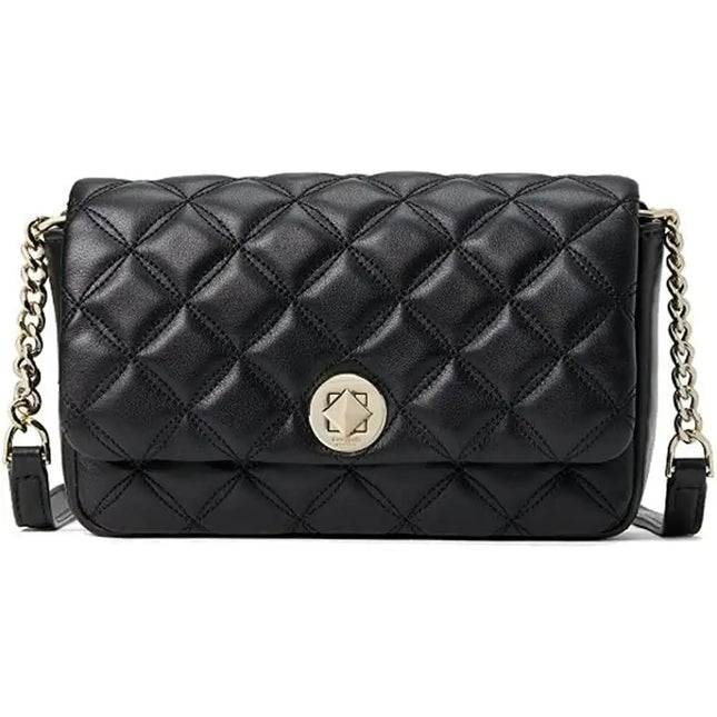 NEW Kate Spade Black Natalia Flap Turnlock Quilted Leather Crossbody Bag