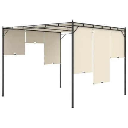 Garden Gazebo with Side Curtain 118.1"x118.1"x88.6" Cream