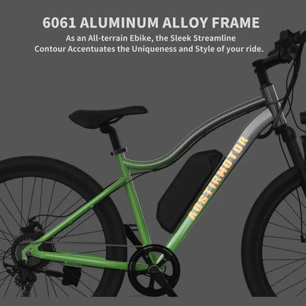 AOSTIRMOTOR Bicicleta eléctrica con neumático de 26 pulgadas, 350 W, 36 V, 10,4 Ah, batería de litio extraíble, bicicleta eléctrica urbana para adultos, nuevo modo A350