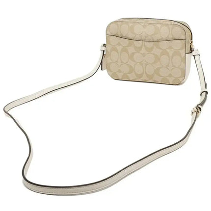 NEW Coach Brown White Mini Camera Bag Monogram Signature Canvas Crossbody Bag
