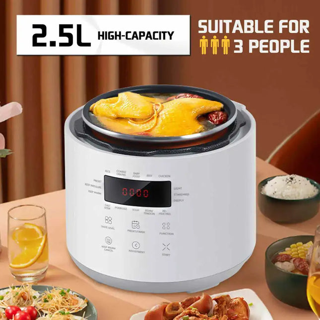 10-In-1 2.5L 600W Smart Electric Pressure Cooker Protable Fast Rice Cooker w/ Stainless Steel Non-stick Pot Pan