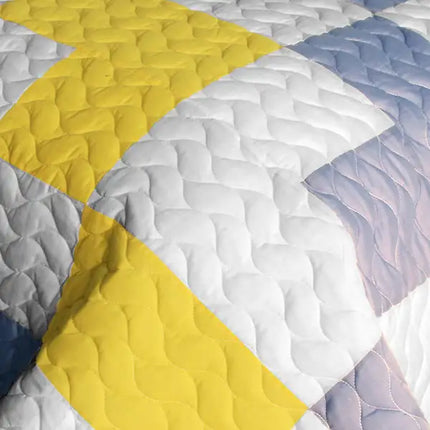 [Wonderful Melody] 3PC Vermicelli - Quilted Patchwork Quilt Set (Full/Queen Size)