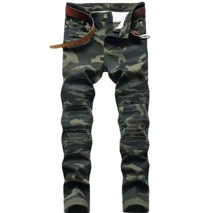 Men Jeans Ripped Destroyed Slim Fit Denim Jeans