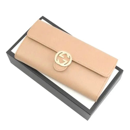 NEW Gucci Beige Interlocking G Leather Long Wallet Clutch Bag