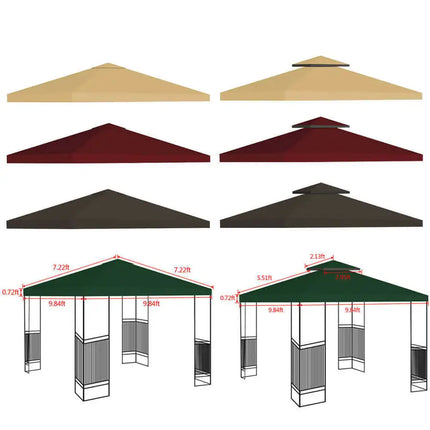 10'x10' Gazebo Canopy Top Replacement 2 Tier Patio Pavilion Cover UV30 Sunshade - Vickie Lynn's