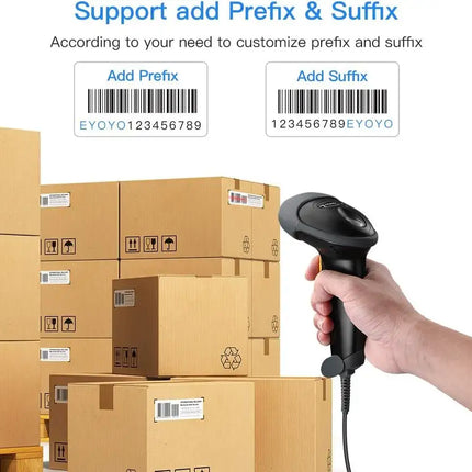 Handheld USB 2D Barcode Scanner QR PDF417 Data Matrix 1D Bar Code Scanner Wired Barcode Reader with USB Cable for Mobile Payment, Convenience Store, Supermarket, Warehouse
