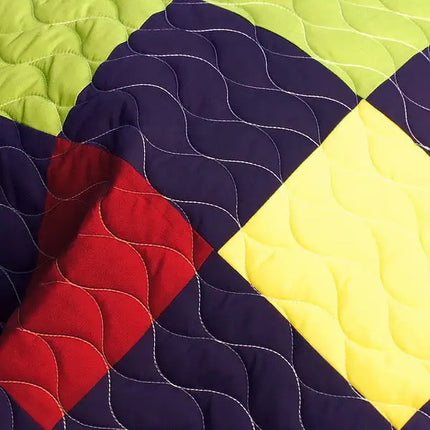 [Break Free Party] 3PC Vermicelli - Quilted Patchwork Quilt Set (Full/Queen Size)