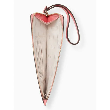 NEW Kate Spade Garden Pink Staci Medium L-Zip Leather Wristlet Clutch Bag