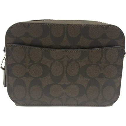 NEW Coach Dark Brown Mini Camera Bag Monogram Signature Canvas Crossbody Bag
