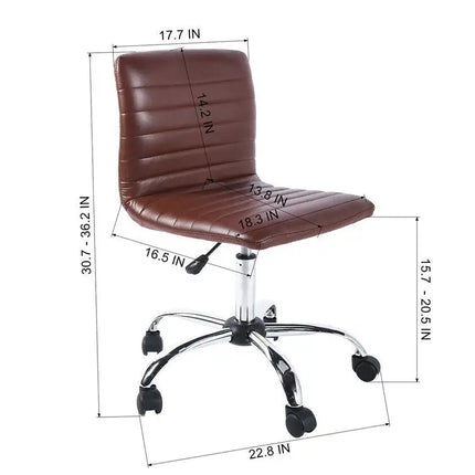 Mid-Back Swivel Task Computer Chair With Armless Ribbed For Home Office