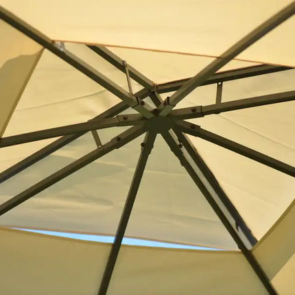 U_STYLE Quality Double Tiered Grill Canopy, Outdoor BBQ Gazebo Tent with UV Protection, Beige