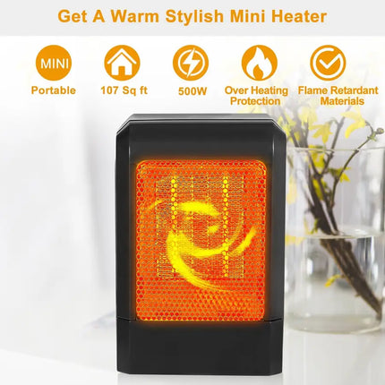 500W Portable Electric Heater PTC Ceramic Heating Fan 3S Heating Space For Home Office Use