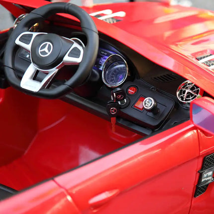 12V Mercedes-Benz Licensed Electric Kids Ride on Car; Battery Powered Vehicle with LED Lights; Music; USB; MP3; Spring-Suspension RC 4-Wheeler; Red