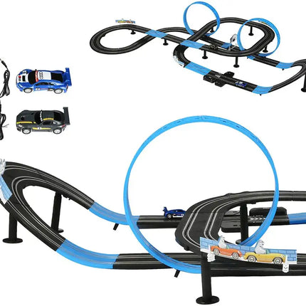 Bosonshop High-Speed Electric Powered Super Loop Speedway Slot Car Track Set with Two Cars