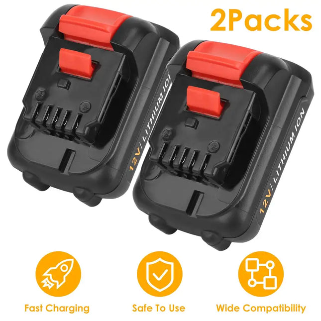 2 Packs 12V Li-ion Power Tool Battery Replacement Compatible with Dewalt