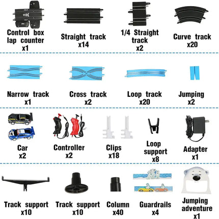 Bosonshop High-Speed Electric Powered Super Loop Speedway Slot Car Track Set with Two Cars