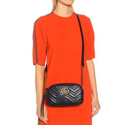 NEW Gucci Black Marmont Small Matelasse Crossbody Shoulder Bag