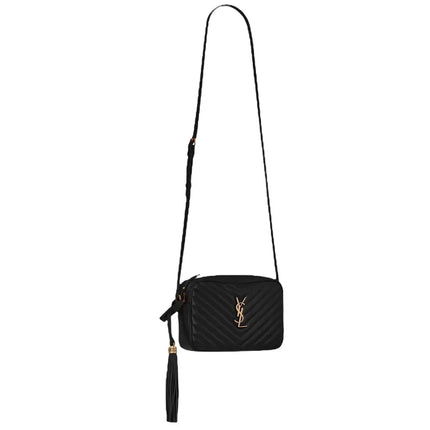 NEW Saint Laurent Black Quilted Leather Lou Crossbody Camera Shoulder Bag