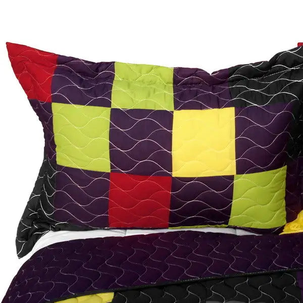 [Break Free Party] 3PC Vermicelli - Quilted Patchwork Quilt Set (Full/Queen Size)