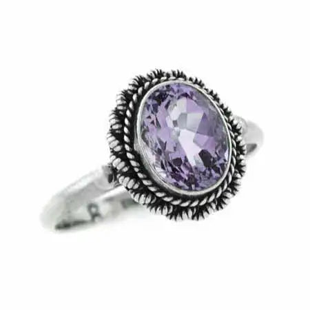 Sterling Silver Amethyst Oval Vintage Ring Size 7