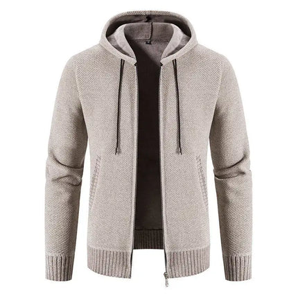 Men's Hooded Full Zip Knitted Cardigan Sweater