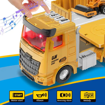 Construction Toys with Crane, Construction Vehicles Playset for Kids, Matchbox Bulldozer, Forklift, Steamroller, Dump, Cement Mixer, Excavator, Engineering Crane RT