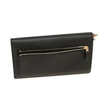 NEW Coach Black Travel Crossgrain Leather Envelope Wallet Clutch Bag