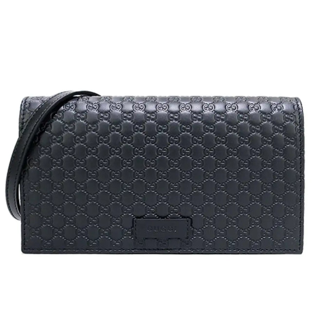 NEW Gucci Black Micro GG Guccissima Crossbody Wallet Bag Purse