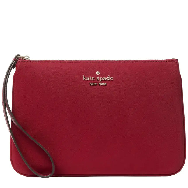 NEW Kate Spade Red Cranberry Cocktail Chelsea Medium Nylon Wristlet Pouch Clutch Bag