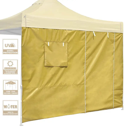 10x10ft EZ Canopy Gazebo Silver Coated Side Wall With Windows & Door/Mineral Yellow